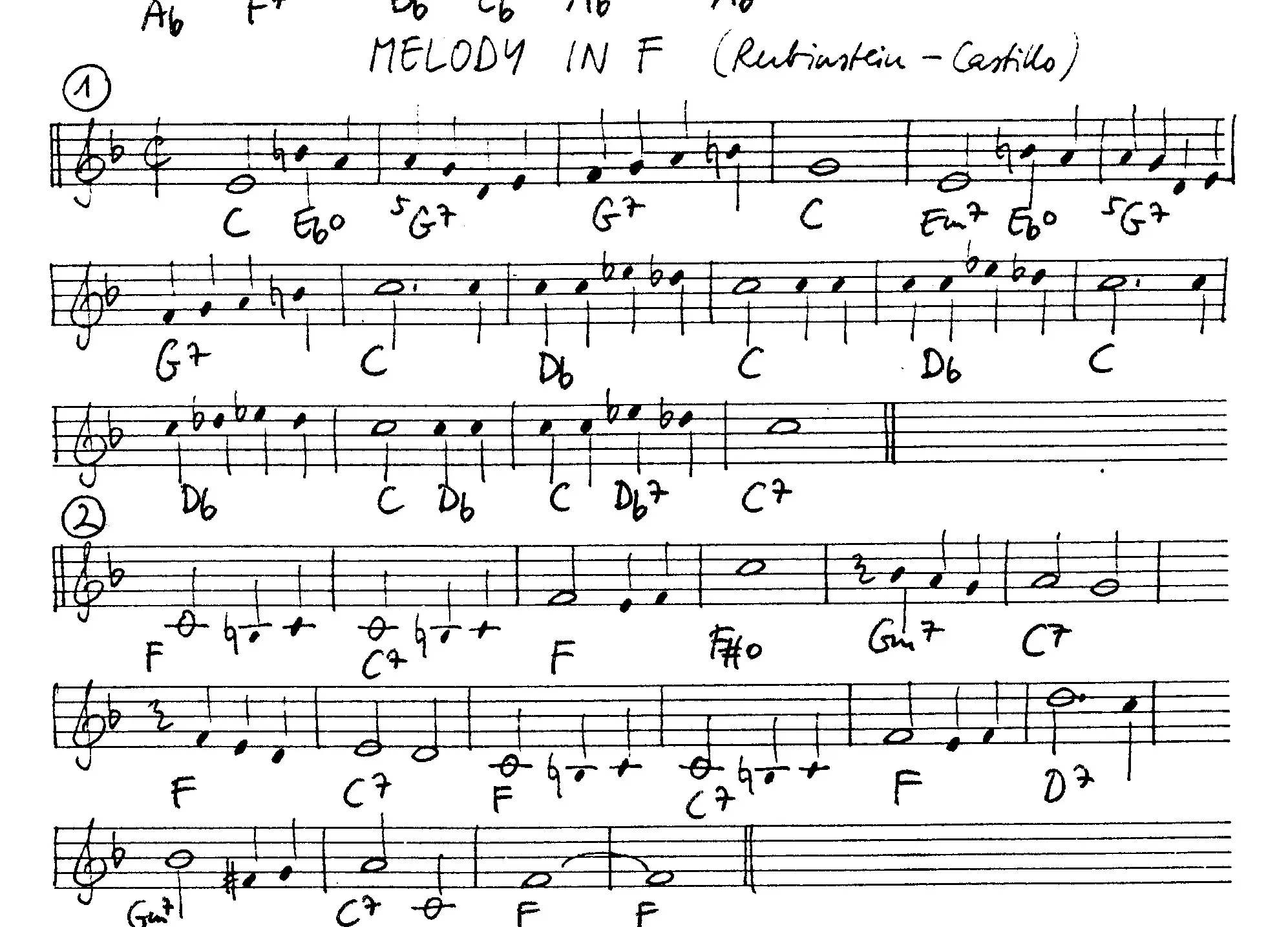 melody in f free jazz leadsheet - Courtesy of the Jungle Jazz Band